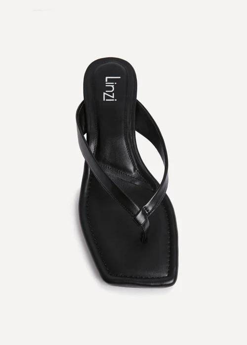 Linzi Potential Black Faux Leather Toe Post Kitten Heel - Size 4 Image 4