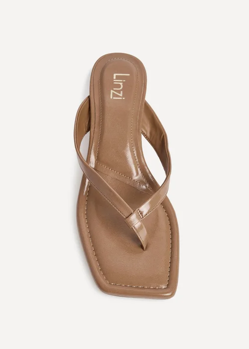 Linzi Potential Caramel Faux Leather Toe Post Kitten Heel - Size 6 Image 4