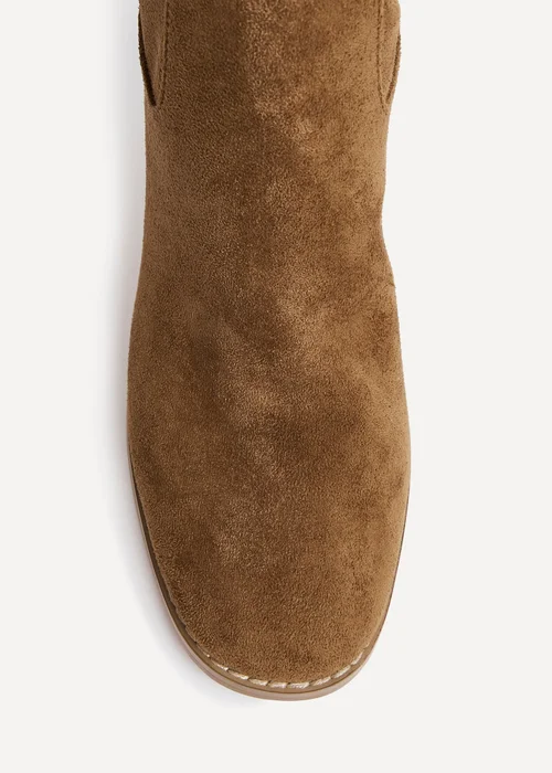 Linzi Rodeo Tan Faux Suede Western Long Block Heeled Boot - Size 7 Image 4