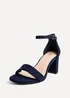 Linzi Legacy Wide Fit Navy Suede Closed Black Block Heel - Size 5 Image 5
