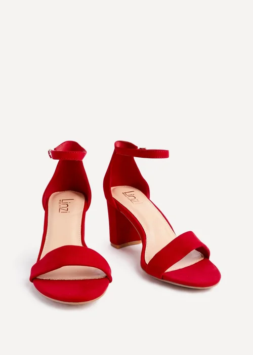 Linzi Legacy Wide Fit Red Suede Closed Black Block Heel - Size 7 Image 3