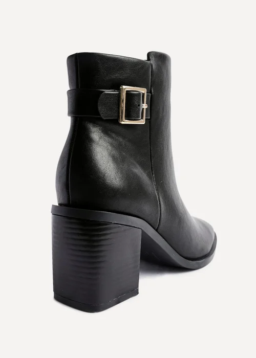 Linzi Rise Black Faux Leather Block Heeled Ankle Boot - Size 5 Image 4