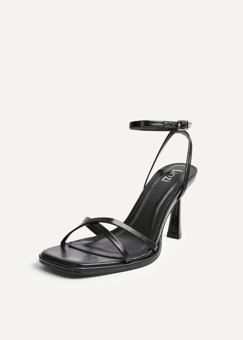 Linzi Verve Black Faux Leather Crossover Stiletto Heel - Size 6 Image 4