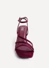 Linzi Reflect Burgundy Faux Suede Strappy Heels - Size 7 Image 4