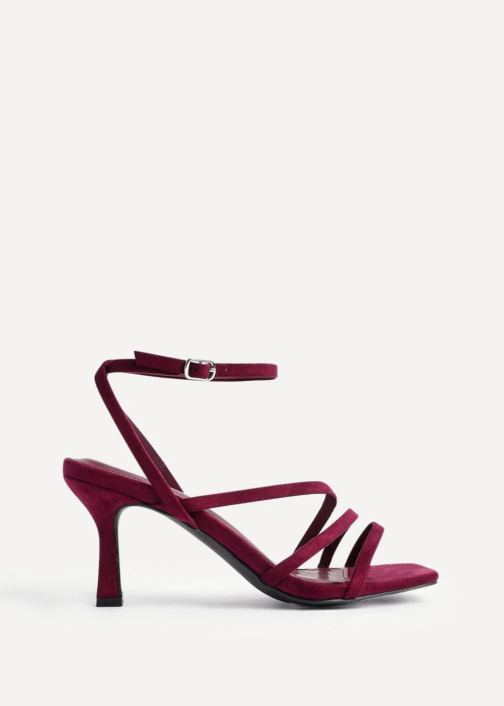 Linzi Reflect Burgundy Faux Suede Strappy Heels - Size 7 Image 2