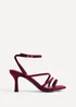 Linzi Reflect Burgundy Faux Suede Strappy Heels - Size 7 Image 2
