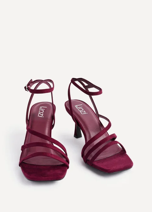 Linzi Reflect Burgundy Faux Suede Strappy Heels - Size 7 Image 3