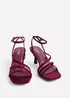 Linzi Reflect Burgundy Faux Suede Strappy Heels - Size 7 Image 3
