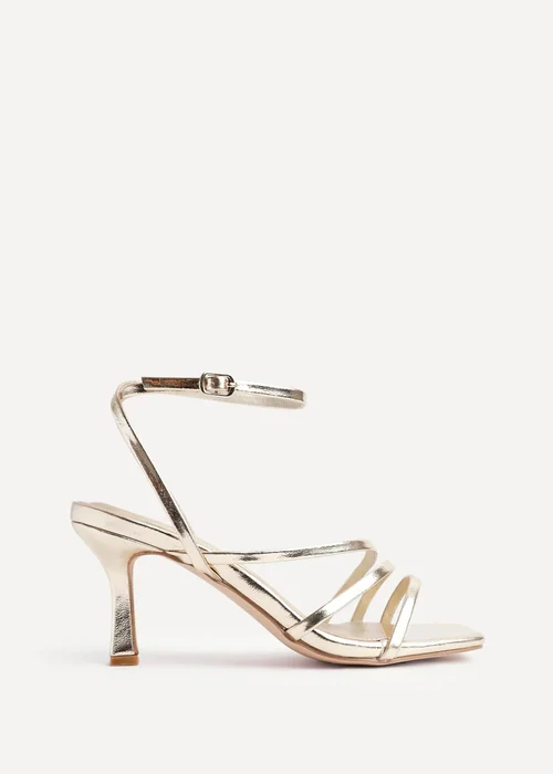 Linzi Reflect Gold Faux Leather Strappy Heels - Size 5 Image 2