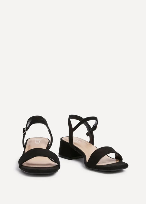 Linzi Carlie Wide Fit Black Faux Suede Low Block Heel - Size 6 Image 3