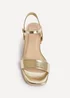 Linzi Carlie Wide Fit Gold Faux Leather Low Block Heel - Size 5 Image 4