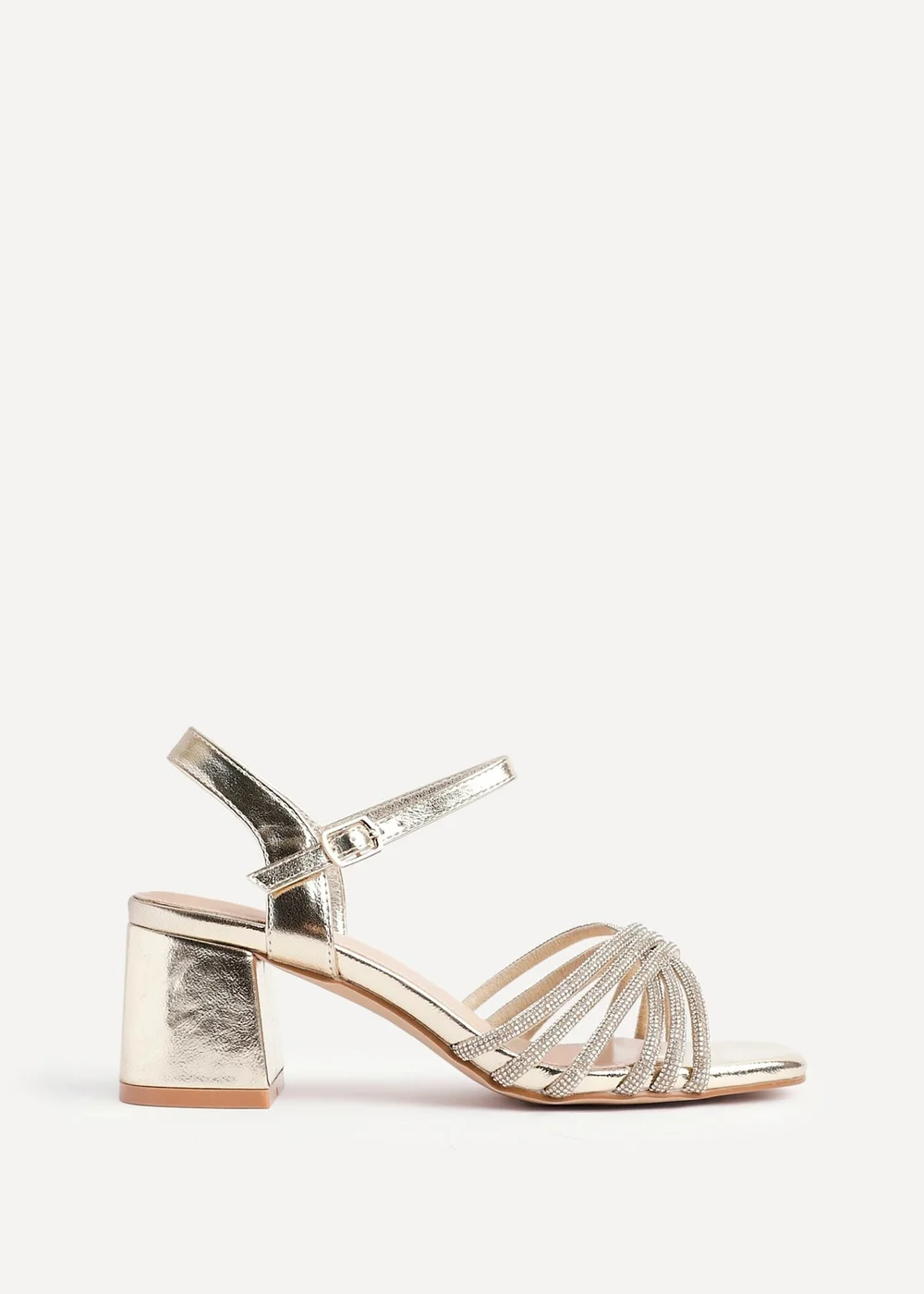 Linzi Strictly Wide Fit Gold Block Heel - Size 5 Image 2