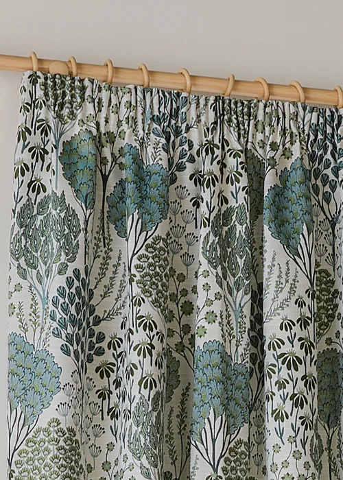 Wylder Ophelia Jacquard Floral Room Darkening Pencil Pleat Curtain Pair Green/White - 46W X 54D (117x137cm Image 3