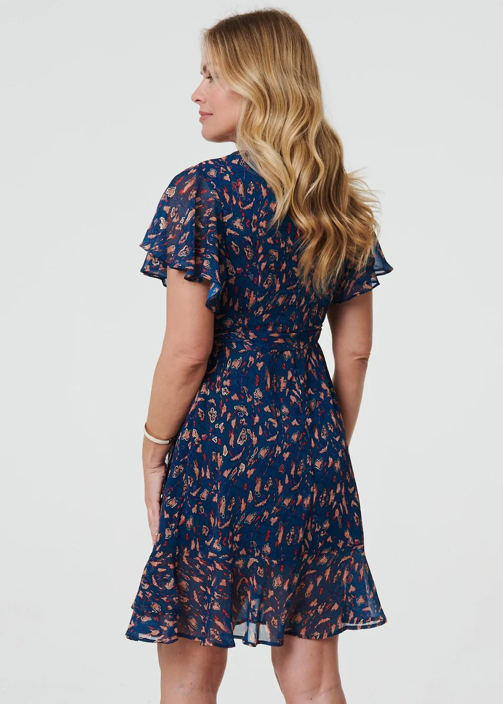 Izabel London Blue Printed Asymmetric Short Tie Wrap Dress - 16 Image 2