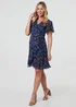 Izabel London Blue Printed Asymmetric Short Tie Wrap Dress - 16 Image 1