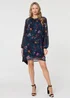 Izabel London Blue Floral Layered Long Sleeve Short Dress - 10 Image 4
