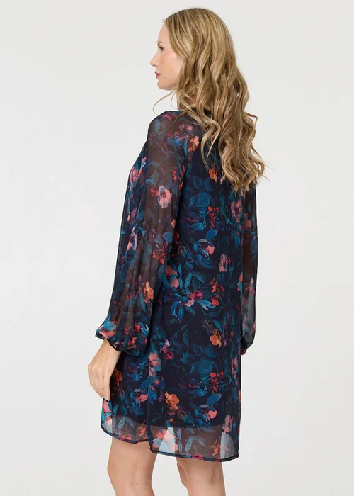 Izabel London Blue Floral Layered Long Sleeve Short Dress - 10 Image 2