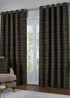 Paoletti Jupiter Chenille Jacquard Eyelet Curtain Pair Black/Gold - 46W X 54D (117x137cm Image 2