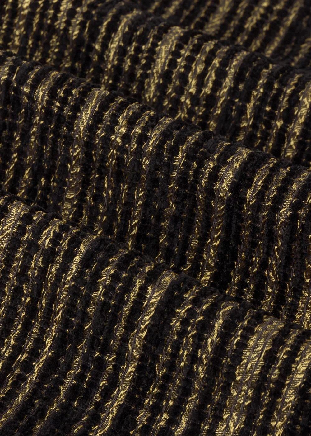 Paoletti Jupiter Chenille Jacquard Eyelet Curtain Pair Black/Gold - 46W X 54D (117x137cm Image 6
