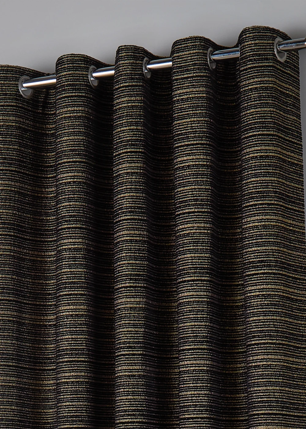 Paoletti Jupiter Chenille Jacquard Eyelet Curtain Pair Black/Gold - 46W X 54D (117x137cm Image 3