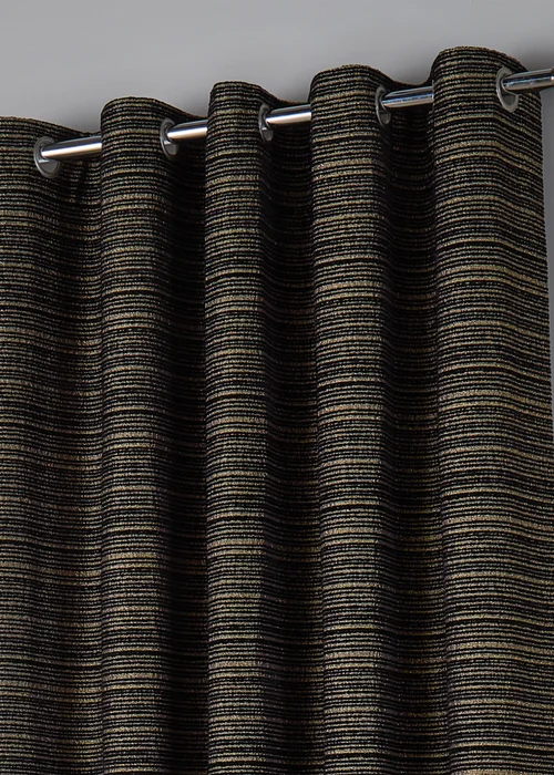 Paoletti Jupiter Chenille Jacquard Eyelet Curtain Pair Black/Gold - 46W X 54D (117x137cm Image 3