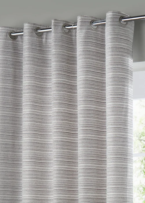 Paoletti Jupiter Chenille Jacquard Eyelet Curtain Pair Silver - 46W X 54D (117x137cm Image 3