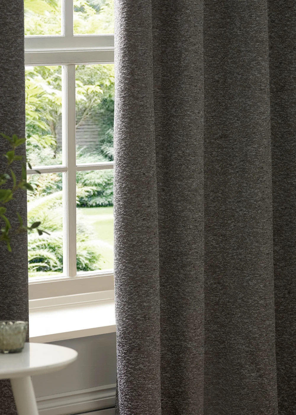 Paoletti Galaxy Chenille Room Darkening Eyelet Curtain Pair Charcoal - 46W X 54D (117x137cm Image 5