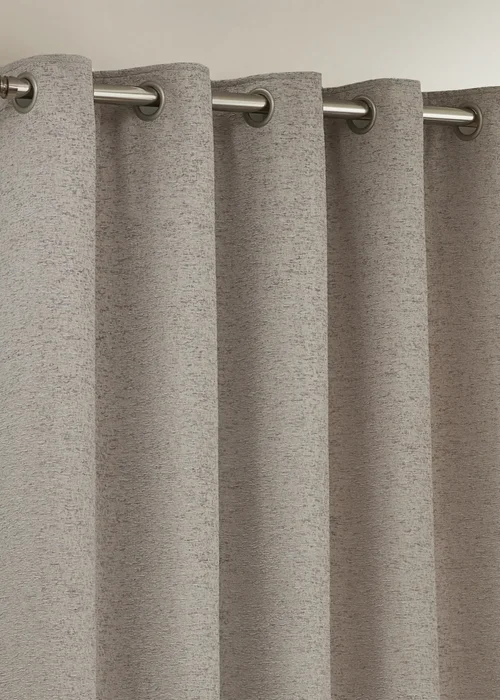 Paoletti Galaxy Chenille Room Darkening Eyelet Curtain Pair Silver - 46W X 54D (117x137cm Image 3