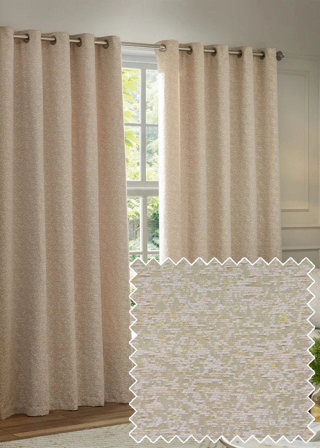 Paoletti Galaxy Chenille Room Darkening Eyelet Curtain Pair Blush