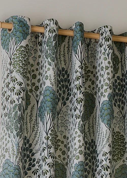 Wylder Nature Ophelia Floral Jacquard Room Darkening Eyelet Curtain Pair Thyme/Mineral - 46W X 54D (117x137cm Image 3