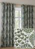 Wylder Nature Ophelia Floral Jacquard Room Darkening Eyelet Curtain Pair Thyme/Mineral - 46W X 54D (117x137cm Image 1