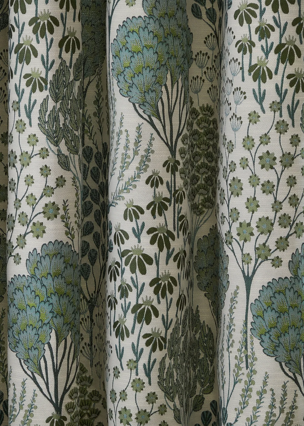 Wylder Nature Ophelia Floral Jacquard Room Darkening Eyelet Curtain Pair Thyme/Mineral - 46W X 54D (117x137cm Image 5