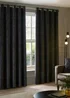 Paoletti Manhattan Velvet Room Darkening Eyelet Curtain Pair Charcoal - 46W X 54D (117x137cm Image 2