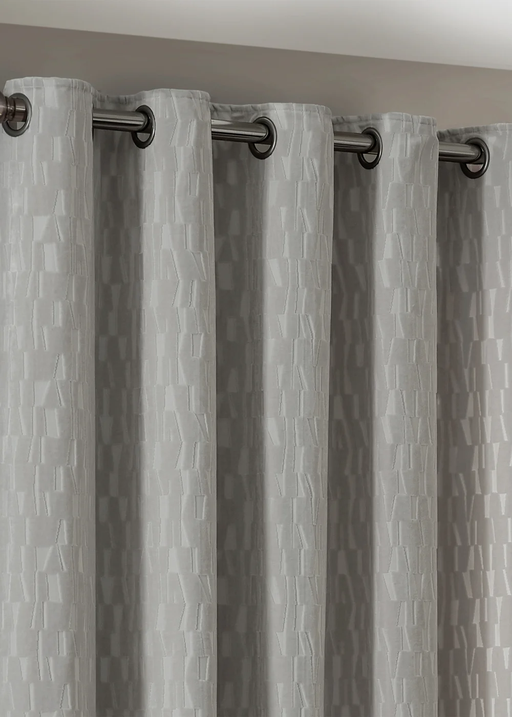Paoletti Manhattan Velvet Room Darkening Eyelet Curtain Pair Silver - 46W X 54D (117x137cm Image 3