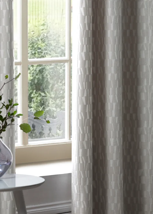 Paoletti Manhattan Velvet Room Darkening Eyelet Curtain Pair Silver - 46W X 54D (117x137cm Image 5