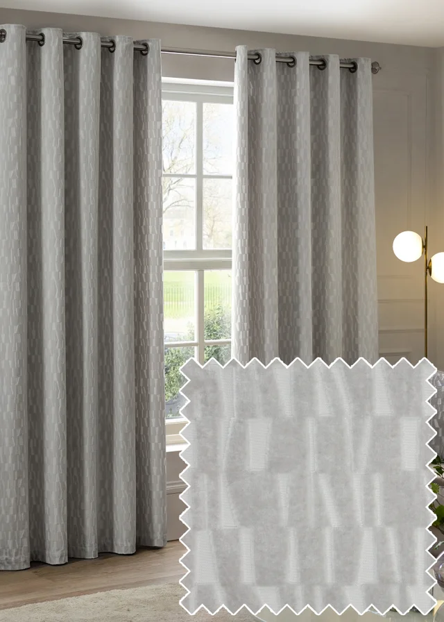 Paoletti Manhattan Velvet Room Darkening Eyelet Curtain Pair Silver