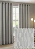 Paoletti Manhattan Velvet Room Darkening Eyelet Curtain Pair Silver - 46W X 54D (117x137cm Image 1