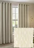 Paoletti Manhattan Velvet Room Darkening Eyelet Curtain Pair Ivory - 46W X 54D (117x137cm Image 1