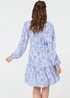 Izabel London Blue Printed High Neck Short Shirt Dress - 16 Image 2