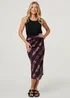Izabel London Burgundy Tie Dye Ruched High Waist Midi Skirt - 10 Image 1