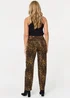 Izabel London Brown Animal Print High Waist Wide Leg Jeans - 12 Image 5