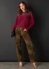 Izabel London Brown Animal Print High Waist Wide Leg Jeans - 12 Image 1