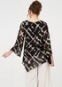 Izabel London Black Printed Asymmetric Semi Sheer Tunic Top - 12 Image 2