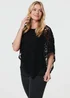 Izabel London Black Floral Lace Asymmetric Layered Top - 12 Image 1