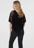 Izabel London Black Floral Lace Asymmetric Layered Top - 12 Image 2