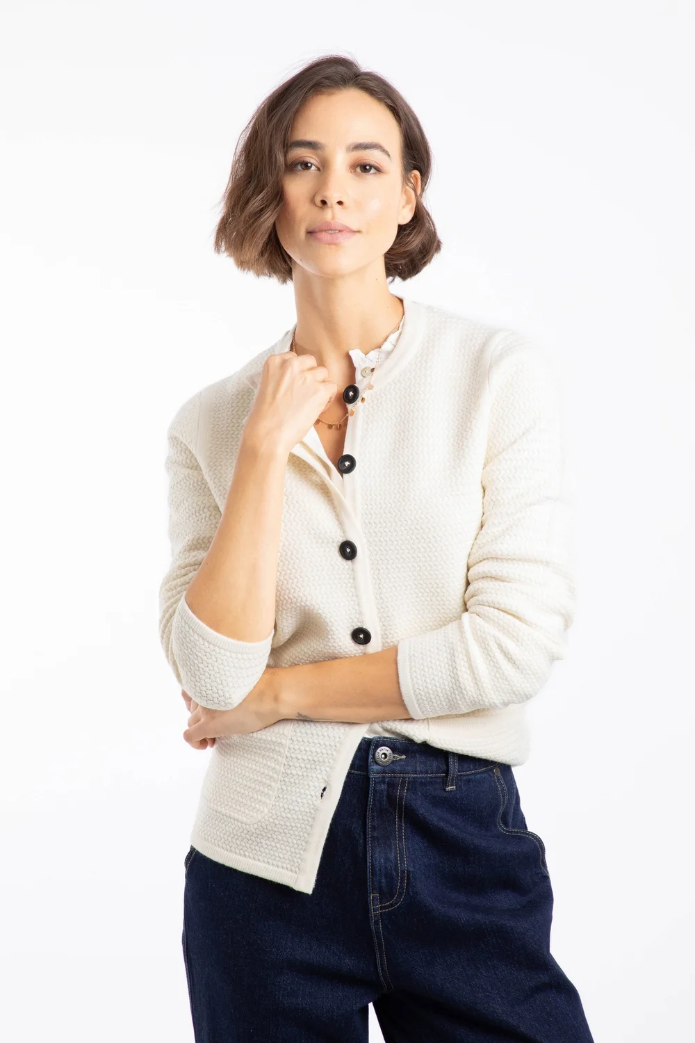 Weird Fish Chalk Hayley Knitted Blazer Cardigan - Size 20 Clothing Image 1