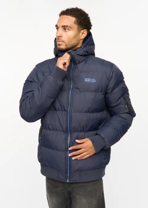Henleys Navy Thinker Puffer Bomber - M Image 4