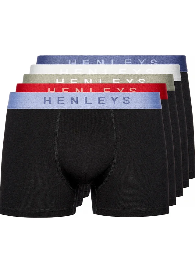 Henleys Assorted Blackiris Boxers 5 pack