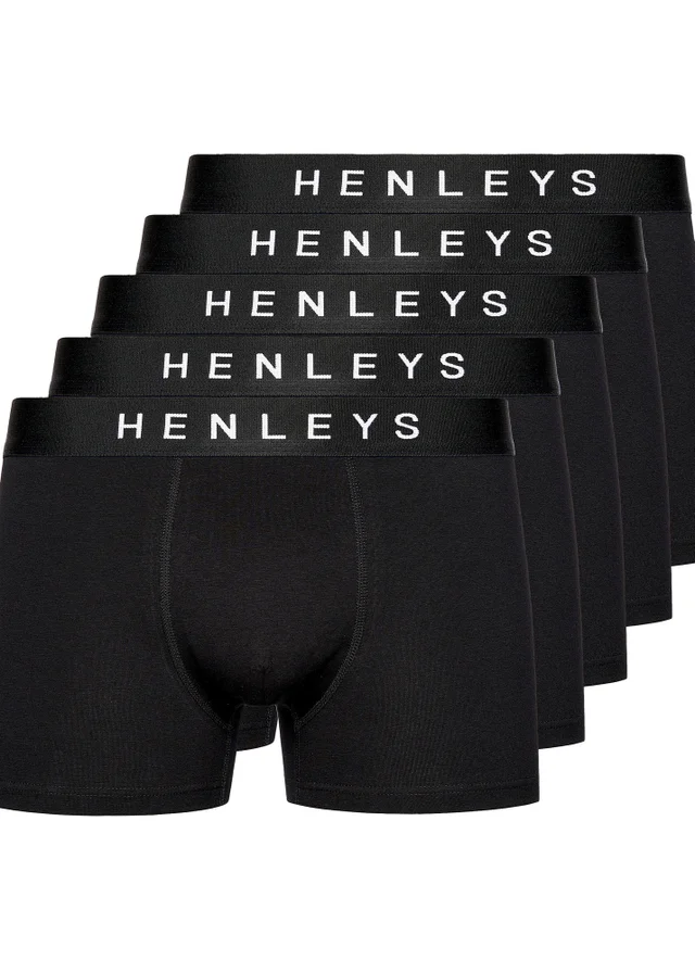 Henleys Black Coalink Boxers 5 pack