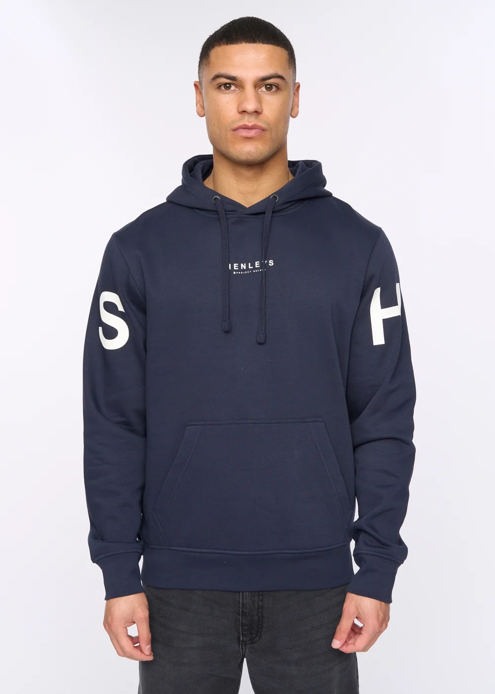 Henleys Navy Hensleeve Hoodie - Large Image 1